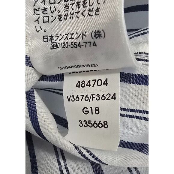 Lands End Button-Down Shirt 18W No Iron Supima Striped Blue & White Long Sleeve - Picture 8 of 9